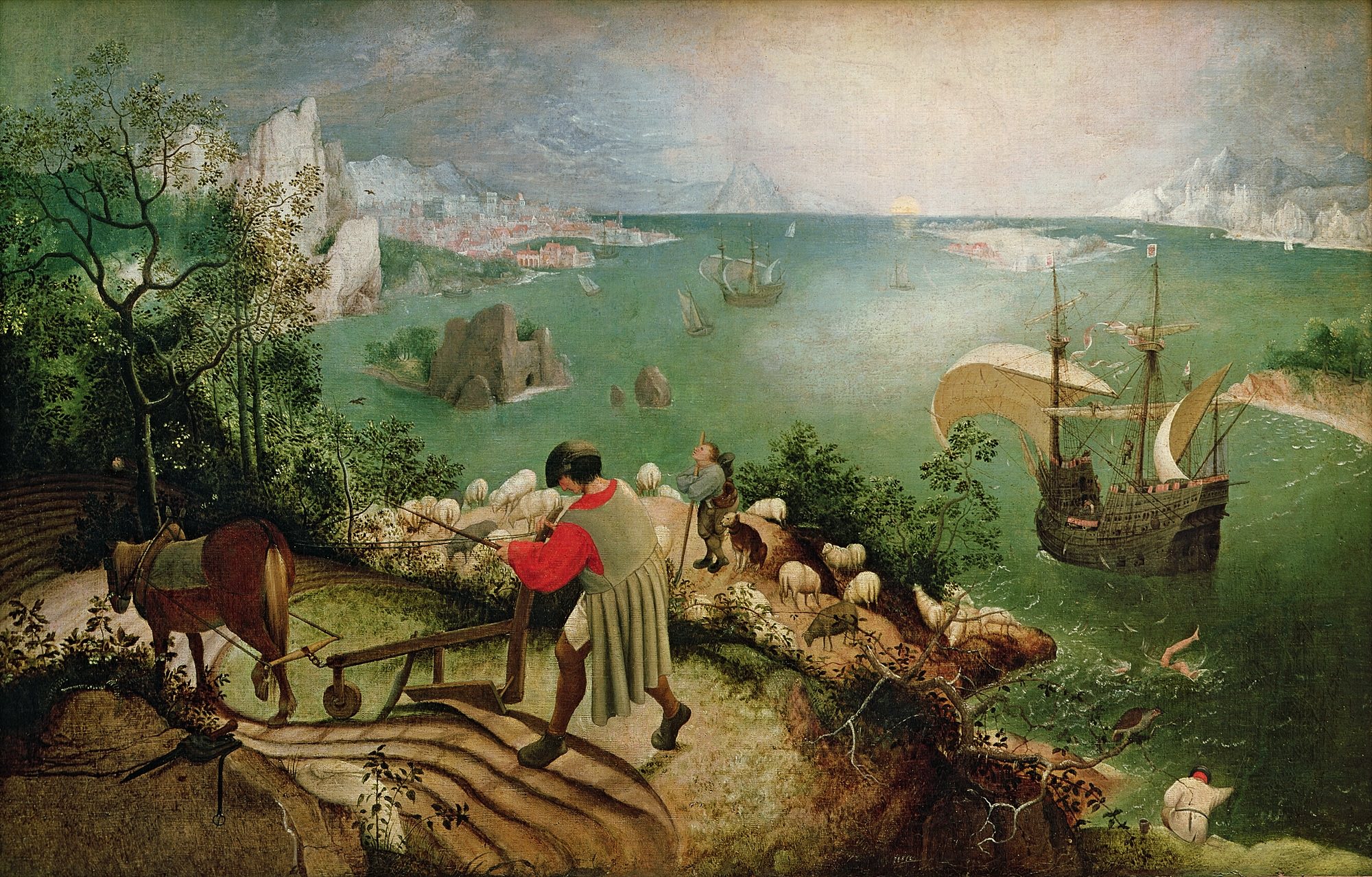 La chute d'Icare par Pieter Brueghel l'Ancien, copie, Musée Van Buuren, Bruxelles